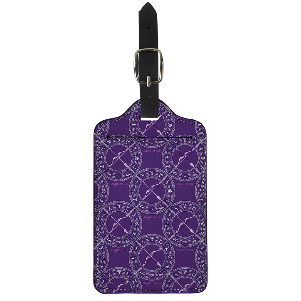 Purple Sagittarius Zodiac Pattern Print Luggage Tag
