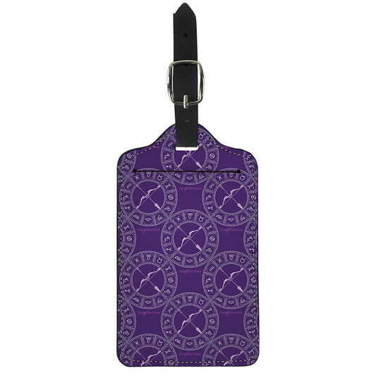 Purple Sagittarius Zodiac Pattern Print Luggage Tag