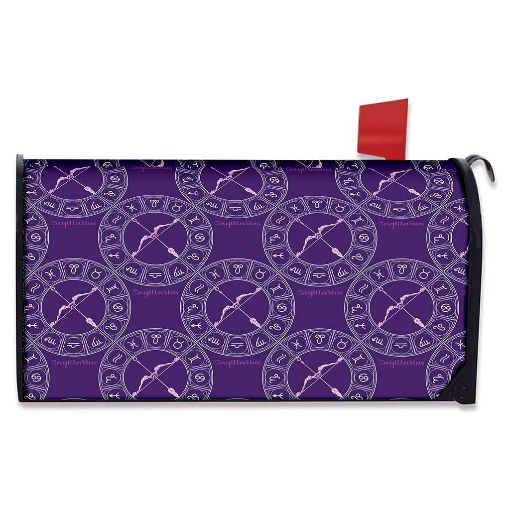 Purple Sagittarius Zodiac Pattern Print Mailbox Cover