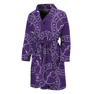 Purple Sagittarius Zodiac Pattern Print Men's Bathrobe