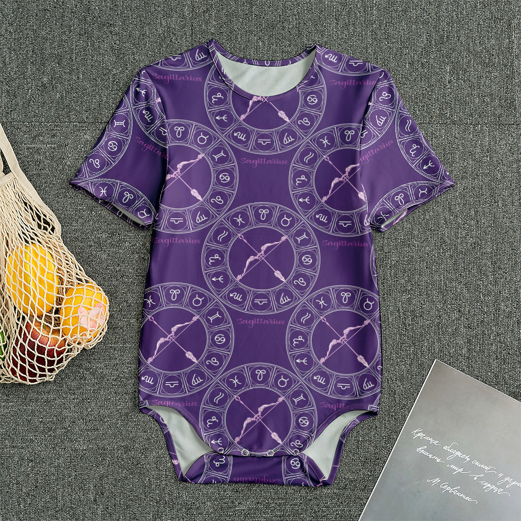Purple Sagittarius Zodiac Pattern Print Men's Bodysuit