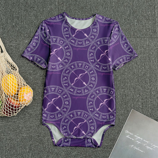 Purple Sagittarius Zodiac Pattern Print Men's Bodysuit