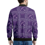 Purple Sagittarius Zodiac Pattern Print Men's Bomber Jacket