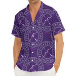 Purple Sagittarius Zodiac Pattern Print Men's Deep V-Neck Shirt