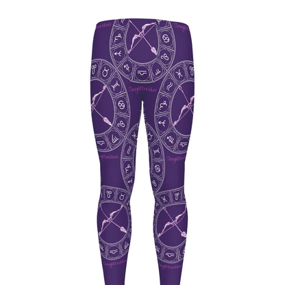Purple Sagittarius Zodiac Pattern Print Men's leggings
