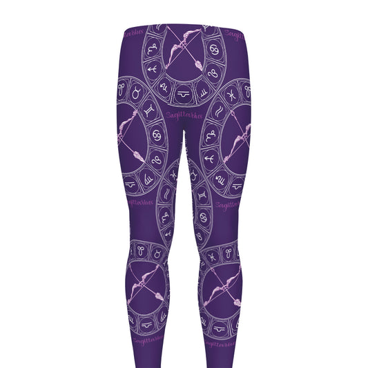 Purple Sagittarius Zodiac Pattern Print Men's leggings