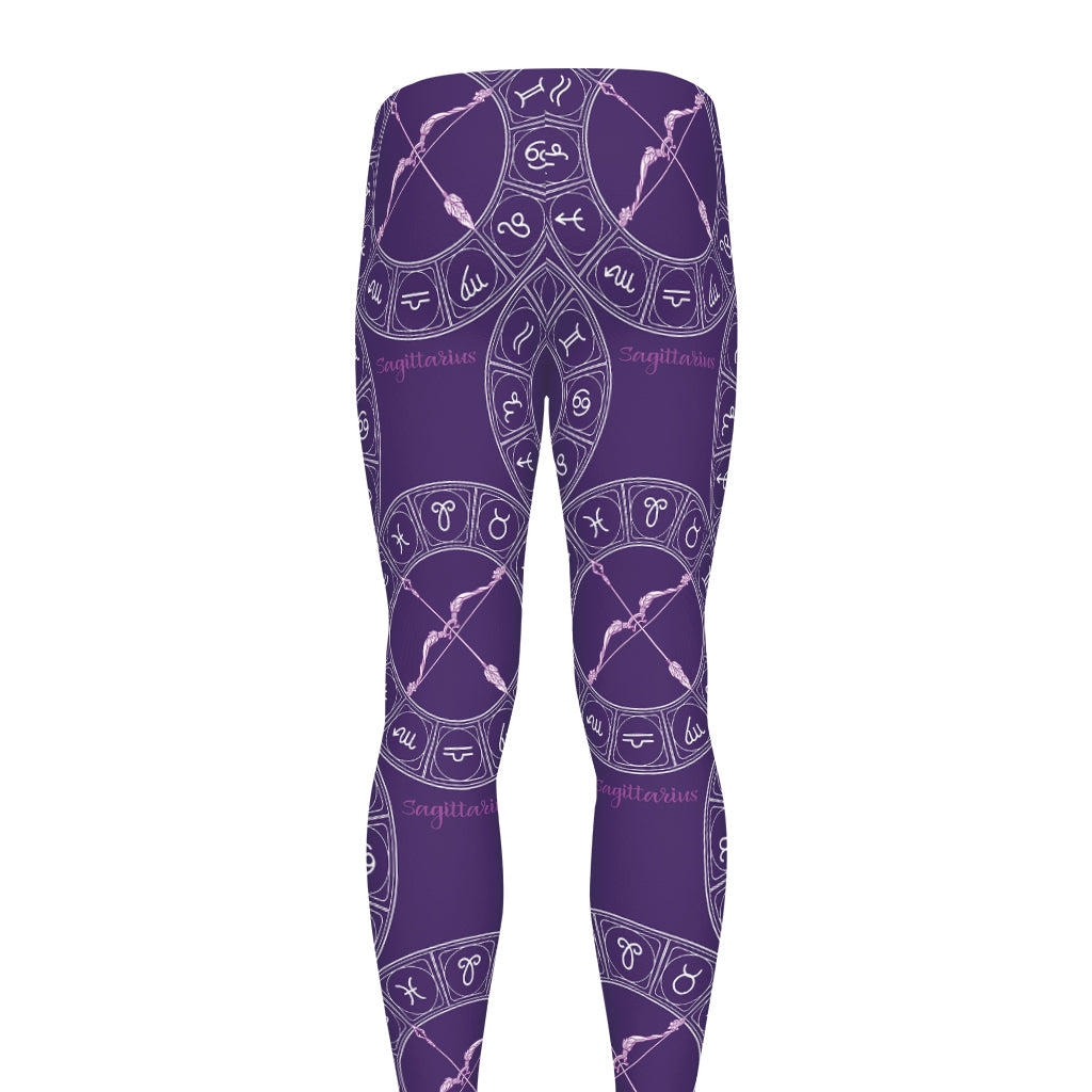 Purple Sagittarius Zodiac Pattern Print Men's leggings