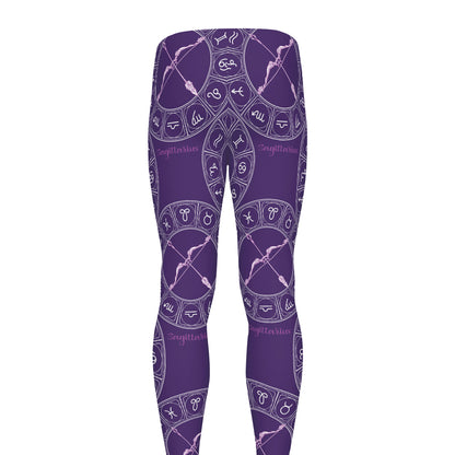 Purple Sagittarius Zodiac Pattern Print Men's leggings
