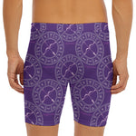 Purple Sagittarius Zodiac Pattern Print Men's Long Boxer Briefs