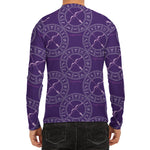 Purple Sagittarius Zodiac Pattern Print Men's Long Sleeve Rash Guard