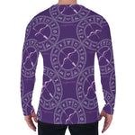 Purple Sagittarius Zodiac Pattern Print Men's Long Sleeve T-Shirt