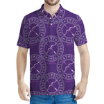 Purple Sagittarius Zodiac Pattern Print Men's Polo Shirt