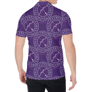 Purple Sagittarius Zodiac Pattern Print Men's Shirt