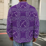 Purple Sagittarius Zodiac Pattern Print Men's Shirt Jacket