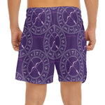 Purple Sagittarius Zodiac Pattern Print Men's Split Running Shorts