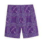 Purple Sagittarius Zodiac Pattern Print Men's Sports Shorts
