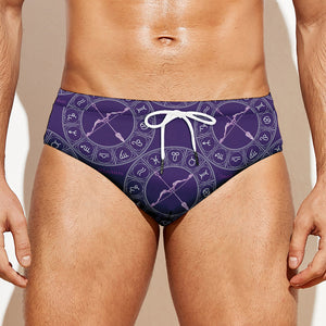 Purple Sagittarius Zodiac Pattern Print Men's Swim Briefs