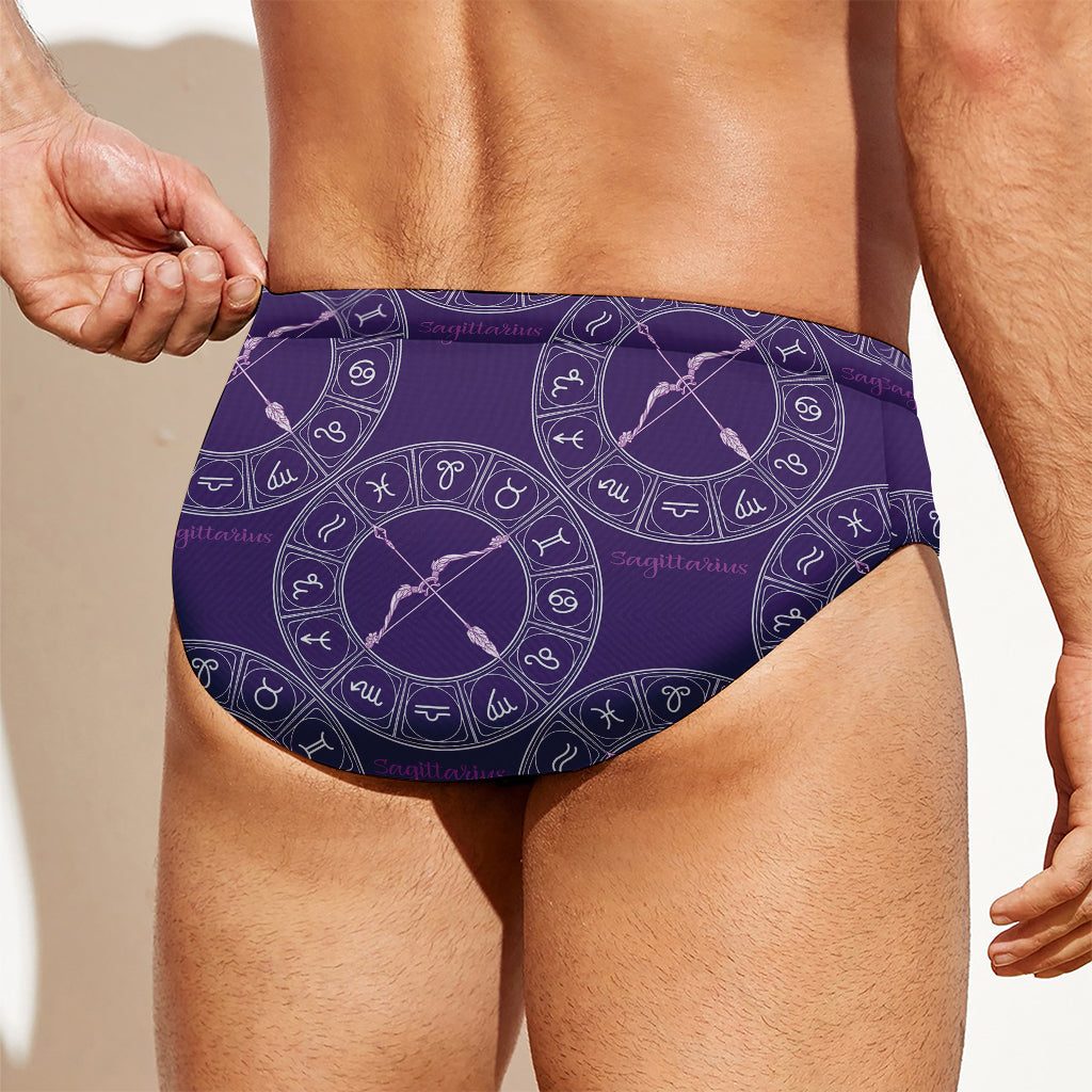 Purple Sagittarius Zodiac Pattern Print Men's Swim Briefs