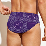 Purple Sagittarius Zodiac Pattern Print Men's Swim Briefs