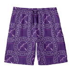 Purple Sagittarius Zodiac Pattern Print Men's Swim Trunks
