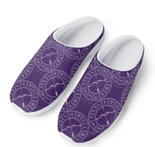 Purple Sagittarius Zodiac Pattern Print Mesh Casual Shoes