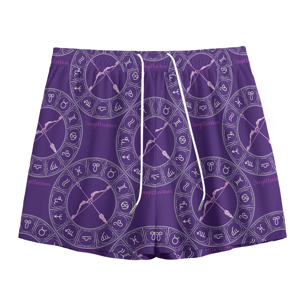 Purple Sagittarius Zodiac Pattern Print Mesh Shorts