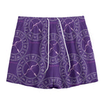 Purple Sagittarius Zodiac Pattern Print Mesh Shorts