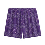 Purple Sagittarius Zodiac Pattern Print Mesh Shorts