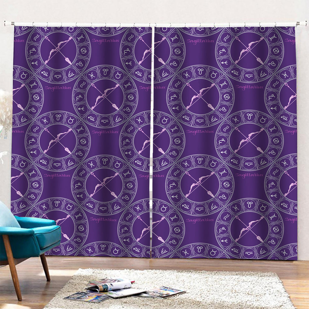 Purple Sagittarius Zodiac Pattern Print Pencil Pleat Curtains