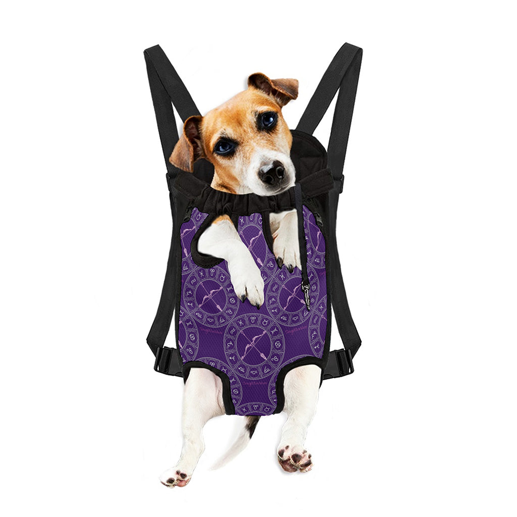 Purple Sagittarius Zodiac Pattern Print Pet Carrier Backpack