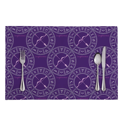 Purple Sagittarius Zodiac Pattern Print Placemat