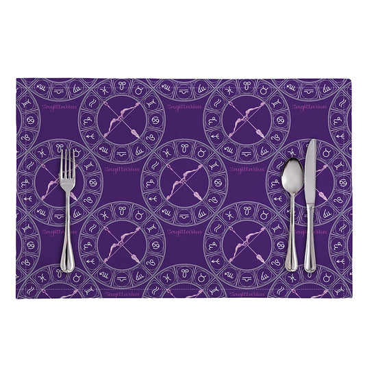 Purple Sagittarius Zodiac Pattern Print Placemat