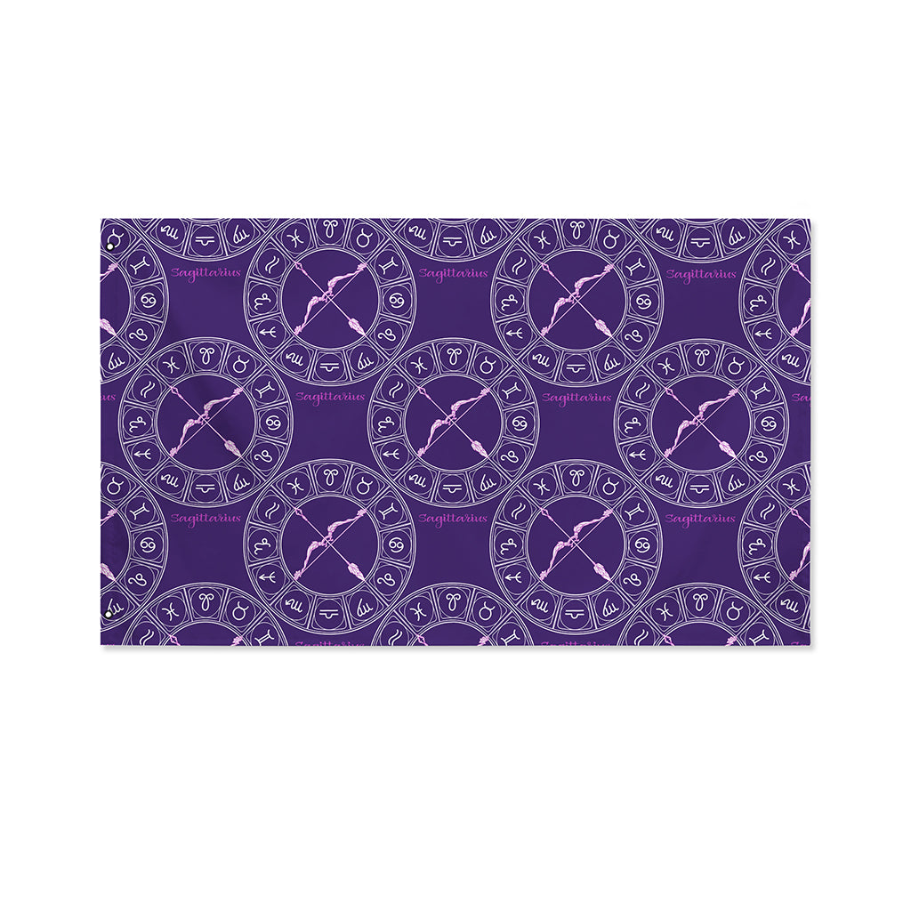 Purple Sagittarius Zodiac Pattern Print Polyester Flag