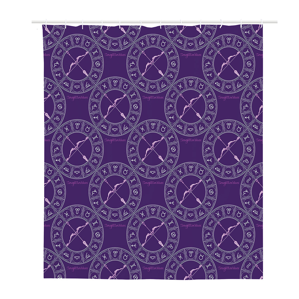 Purple Sagittarius Zodiac Pattern Print Polyester Shower Curtain