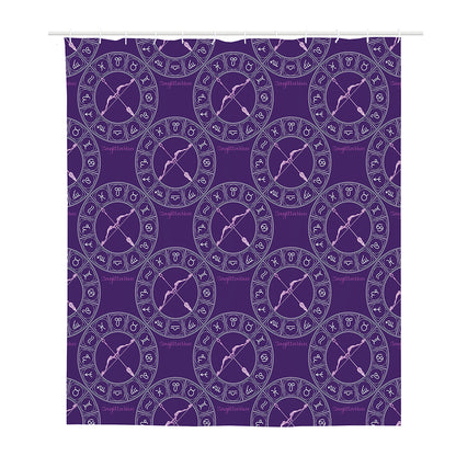 Purple Sagittarius Zodiac Pattern Print Polyester Shower Curtain