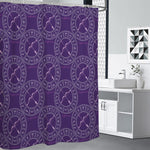 Purple Sagittarius Zodiac Pattern Print Premium Shower Curtain