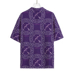 Purple Sagittarius Zodiac Pattern Print Rayon Hawaiian Shirt