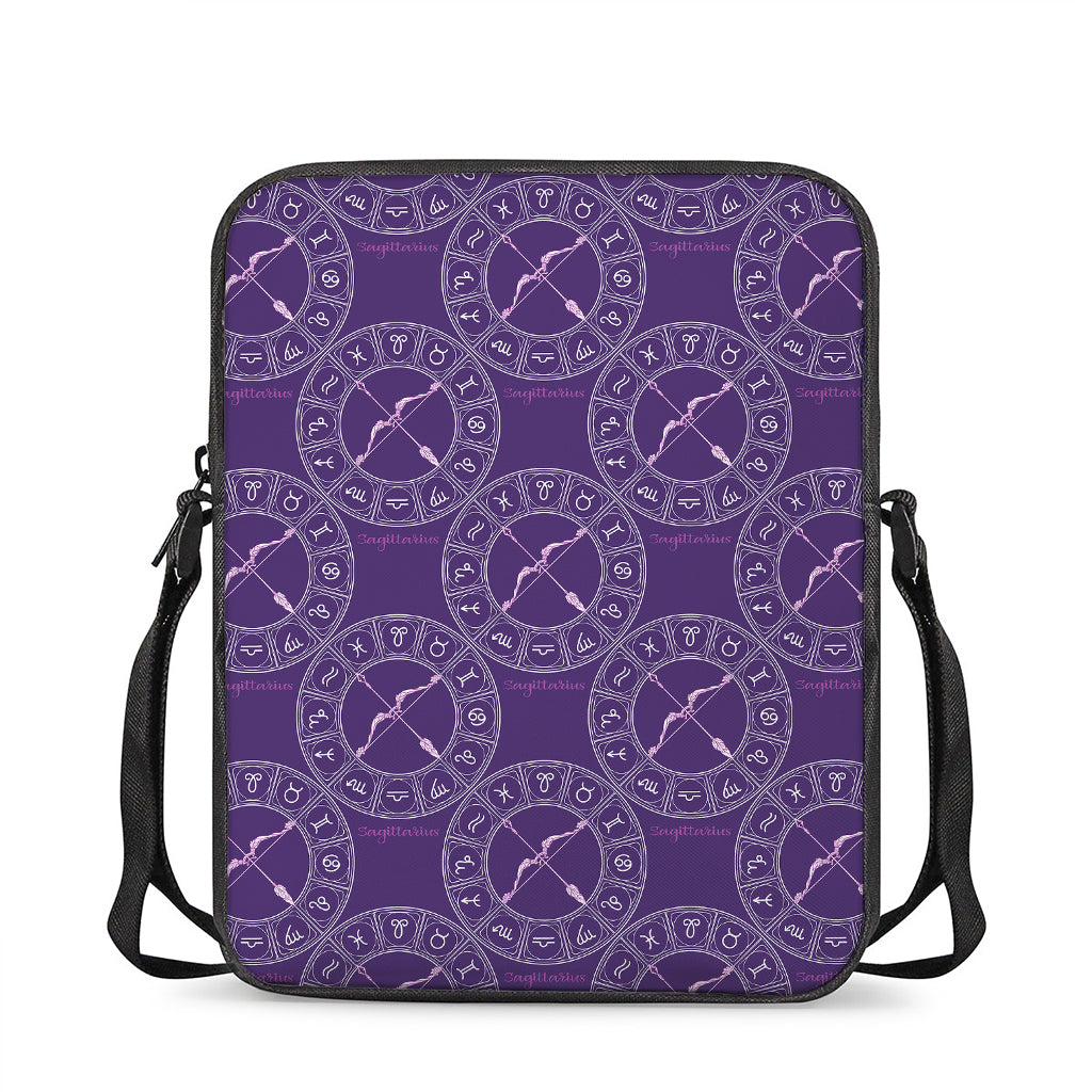 Purple Sagittarius Zodiac Pattern Print Rectangular Crossbody Bag