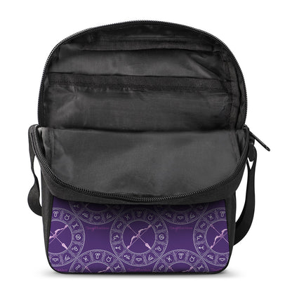 Purple Sagittarius Zodiac Pattern Print Rectangular Crossbody Bag