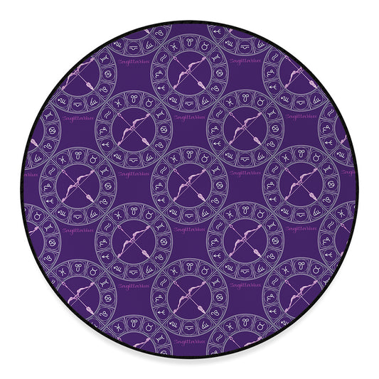 Purple Sagittarius Zodiac Pattern Print Round Floor Mat