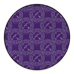 Purple Sagittarius Zodiac Pattern Print Round Floor Mat
