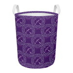 Purple Sagittarius Zodiac Pattern Print Round Laundry Basket