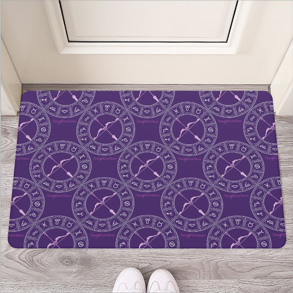 Purple Sagittarius Zodiac Pattern Print Rubber Doormat