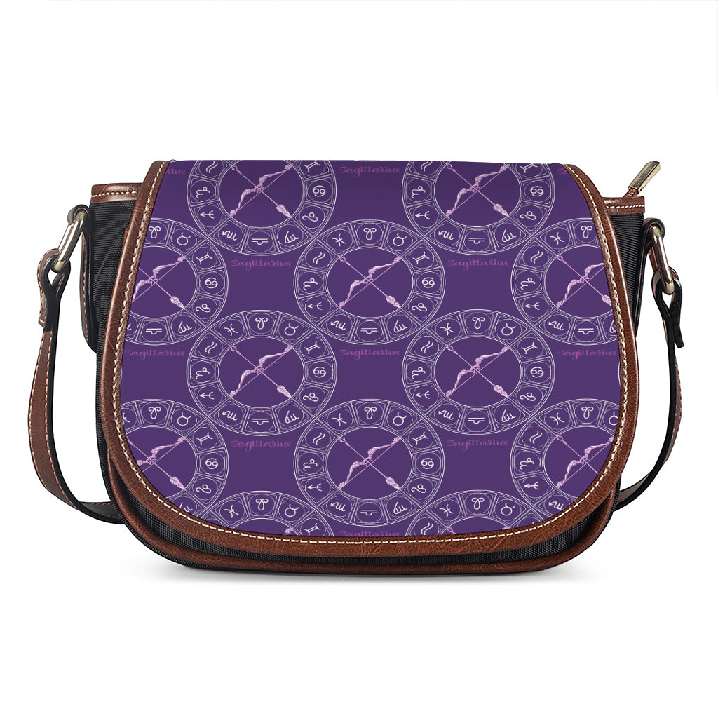 Purple Sagittarius Zodiac Pattern Print Saddle Bag