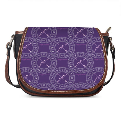 Purple Sagittarius Zodiac Pattern Print Saddle Bag