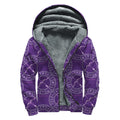 Purple Sagittarius Zodiac Pattern Print Sherpa Lined Zip Up Hoodie