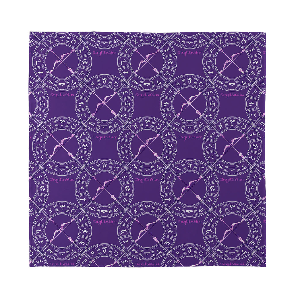 Purple Sagittarius Zodiac Pattern Print Silk Bandana