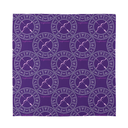 Purple Sagittarius Zodiac Pattern Print Silk Bandana