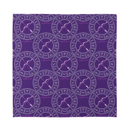 Purple Sagittarius Zodiac Pattern Print Silk Bandana