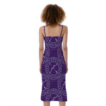 Purple Sagittarius Zodiac Pattern Print Slim Fit Midi Cami Dress